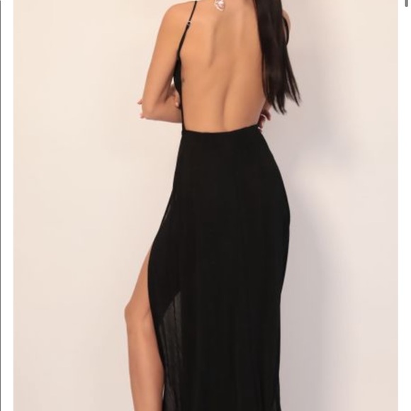 Black high slit max dress - Picture 2 of 2